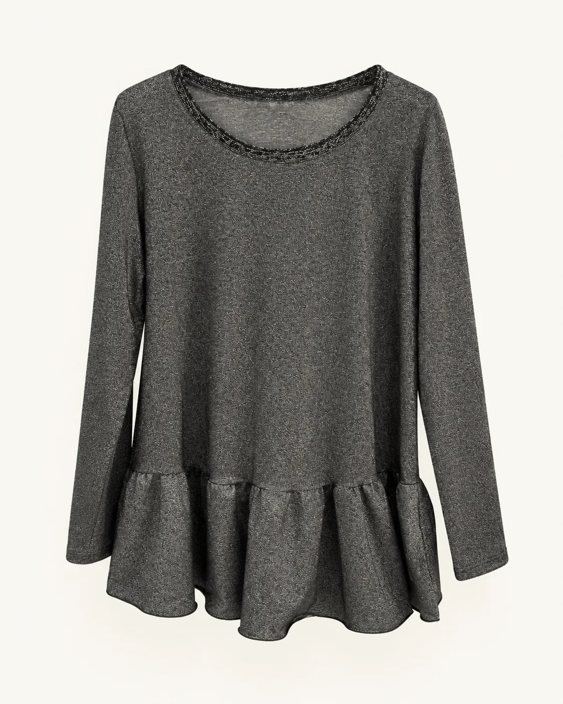 Blouse gris métallisé à volant