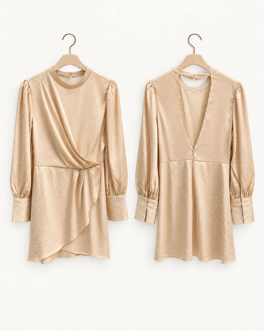 Robe satinée champagne drapée