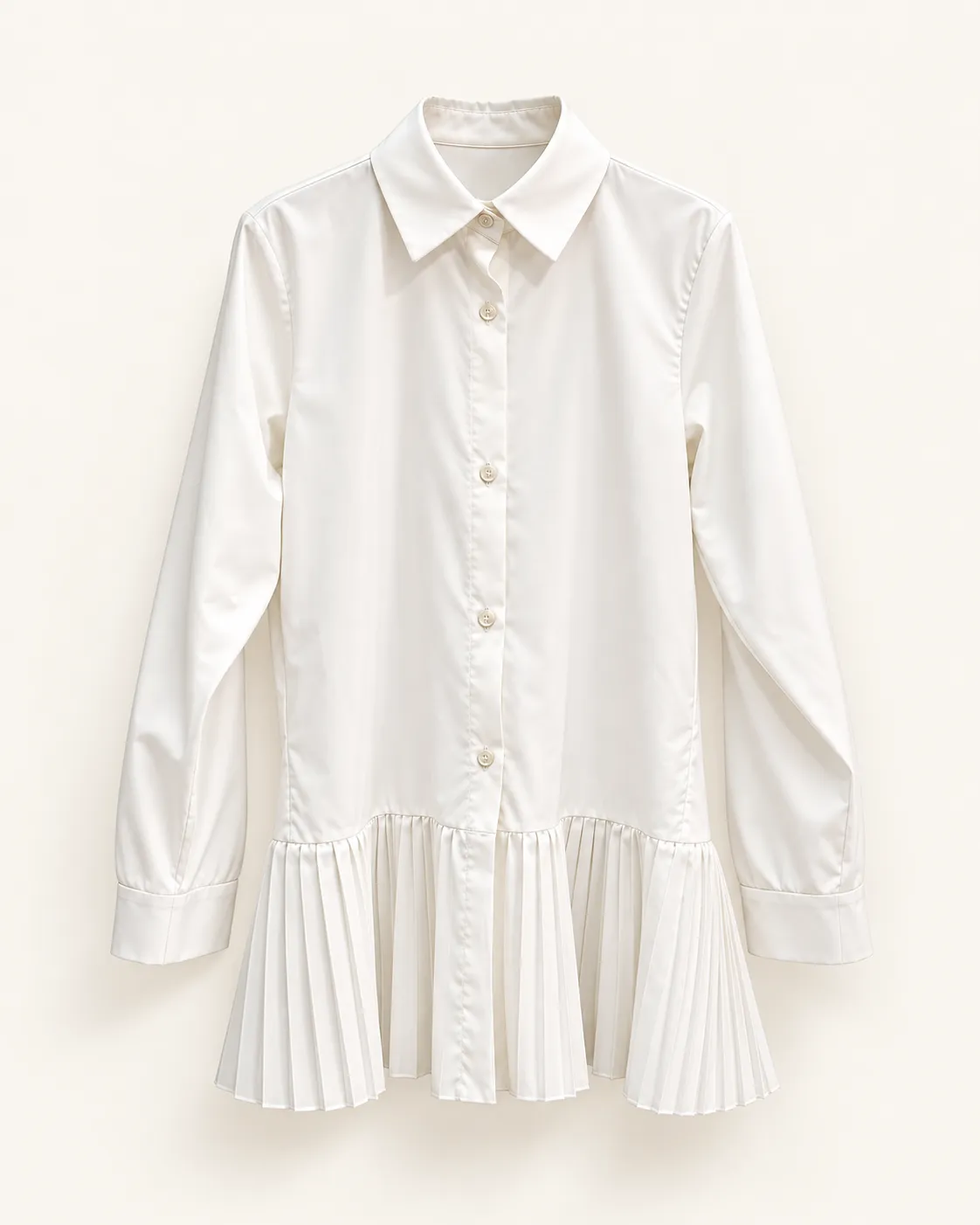 Chemise blanche à bas plissé