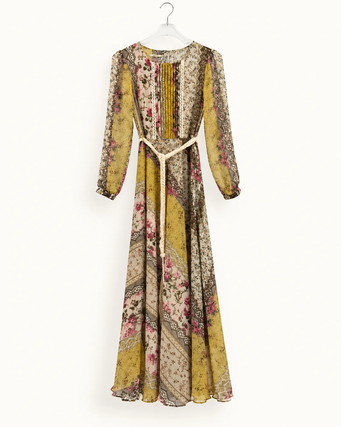 Robe longue fleurie ceinturée