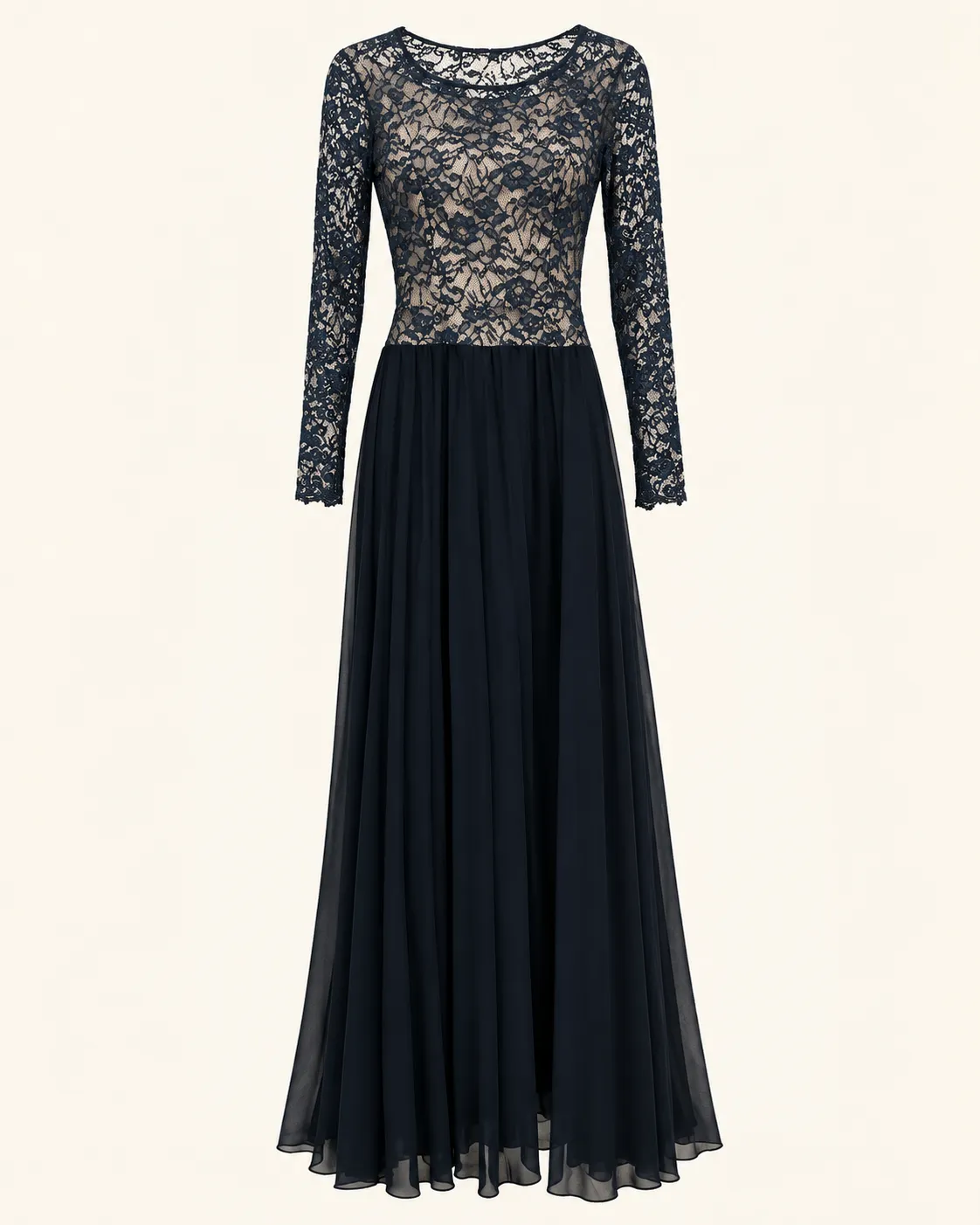 Robe longue en dentelle noire