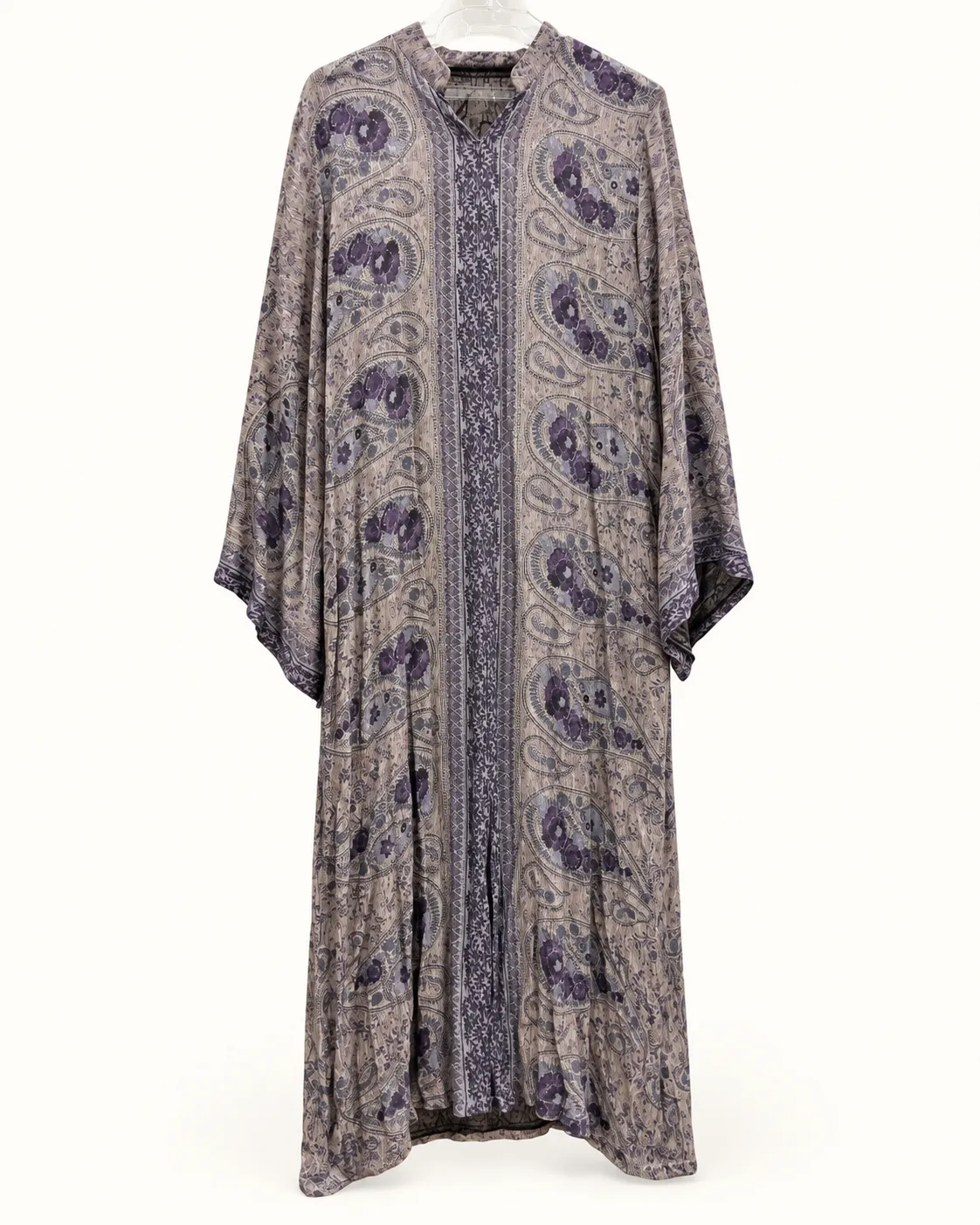 Caftan imprimé cachemire gris & violet imprimé cachemire gris & violet