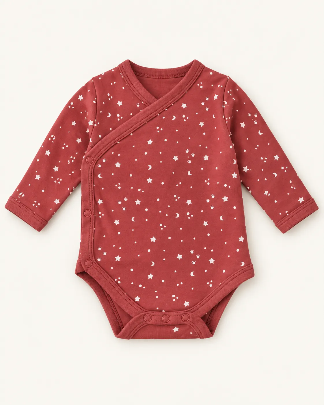 Body croisé bébé terracotta à motifs étoiles – 1 mois