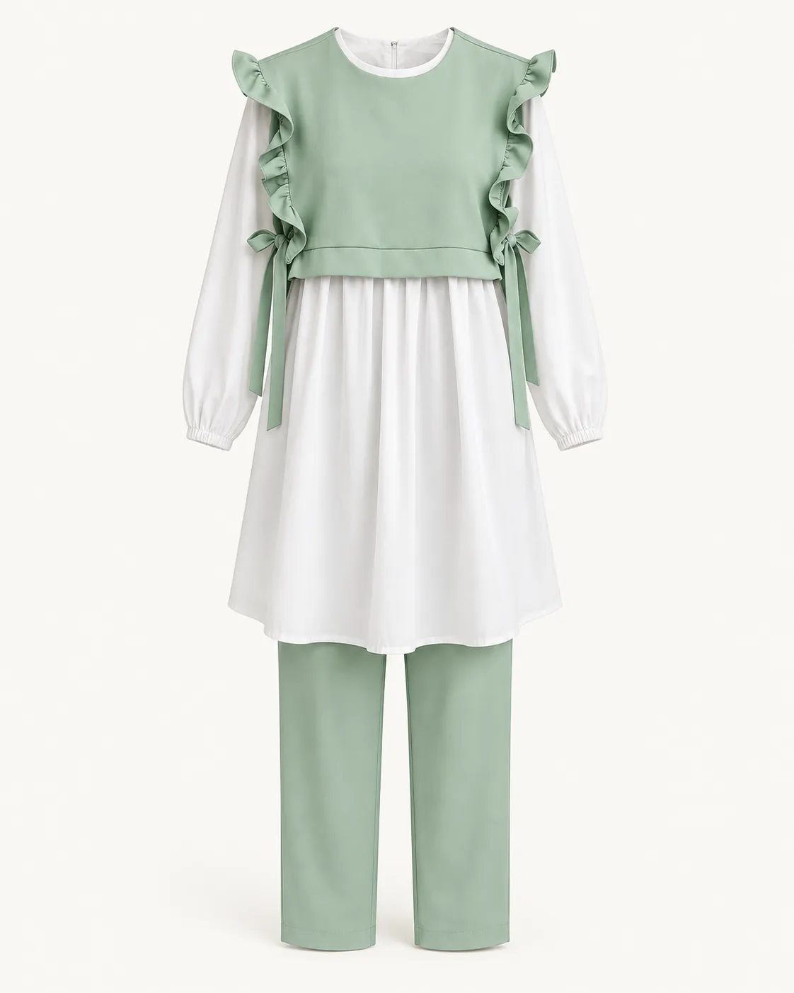 Ensemble femme 3 pièces vert menthe & blanc