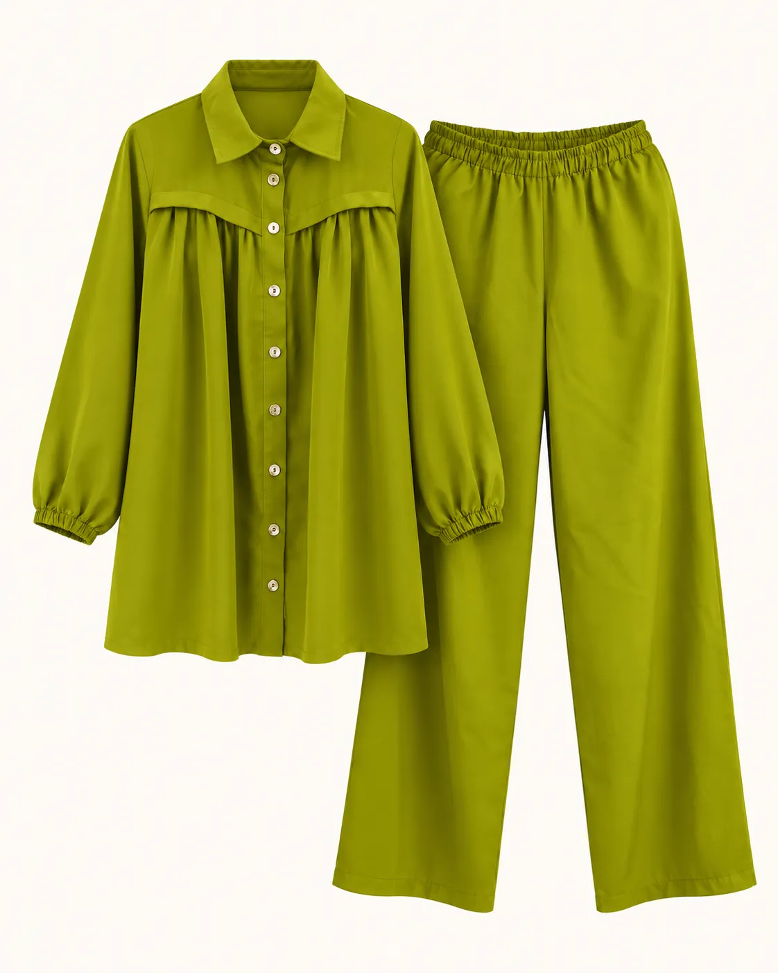 Ensemble chemise & pantalon vert olive