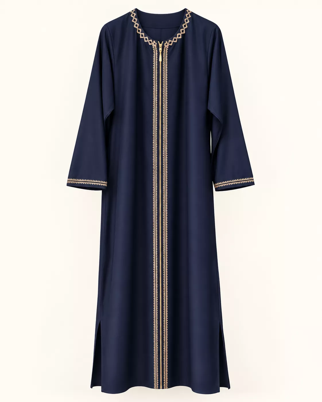 Robe longue bleu marine brodée