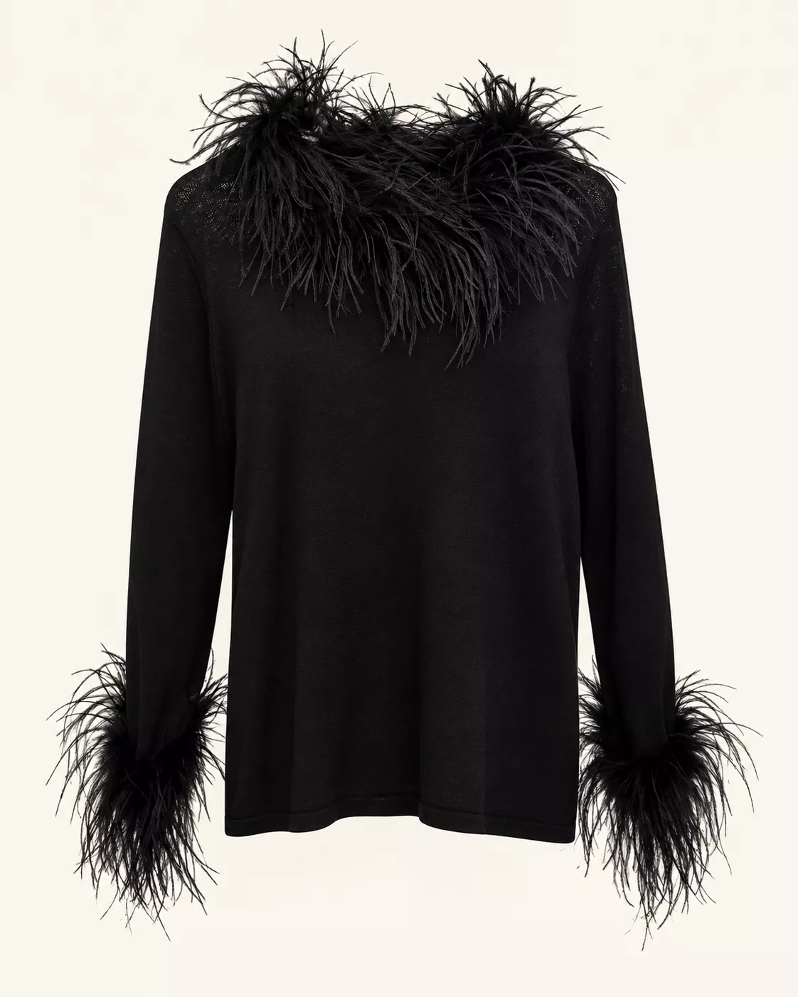 Pull noir à plumes