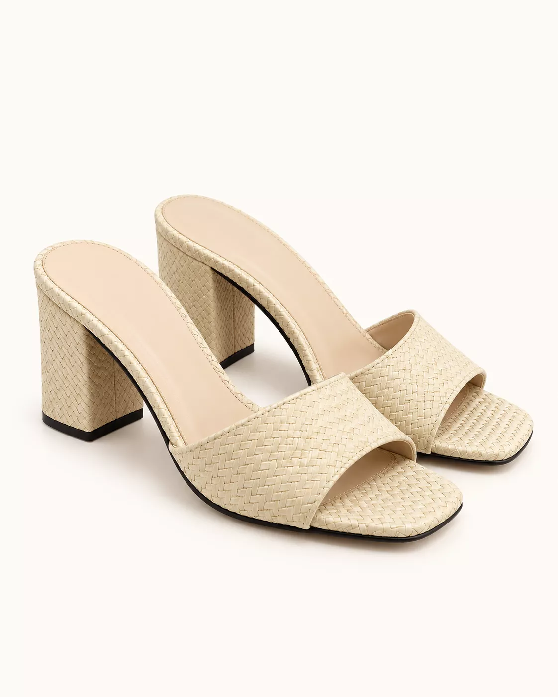 Mules à talon tressées beige RIU MODA