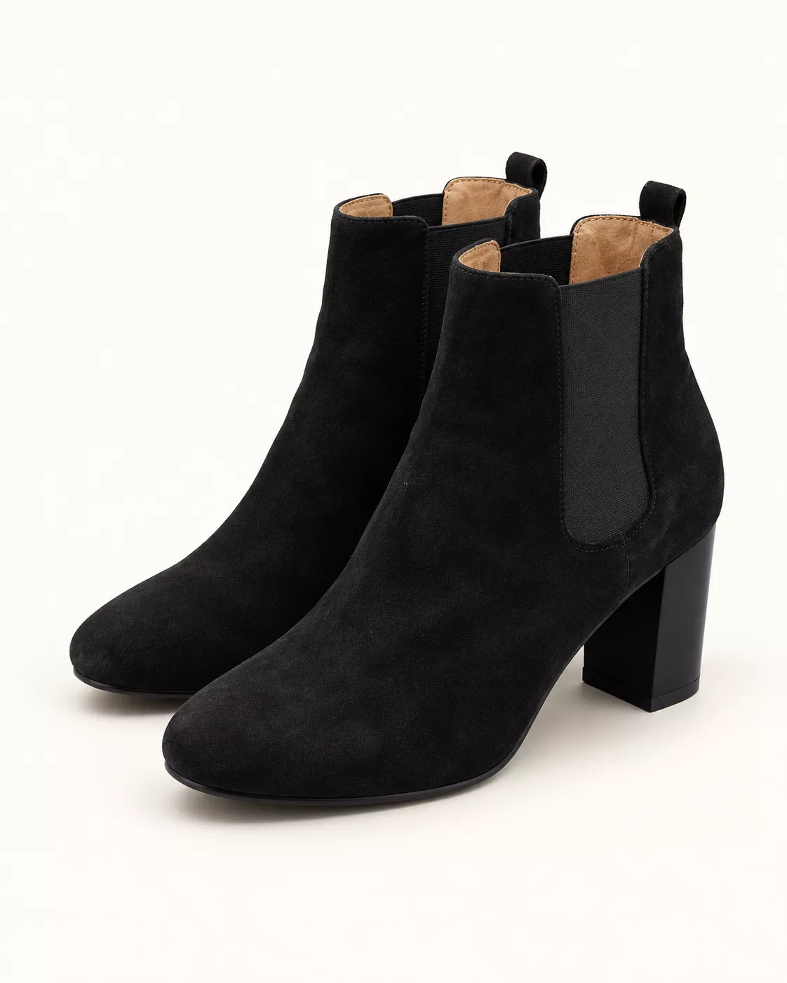 Bottines Chelsea Noires à Talon Carré UNISA