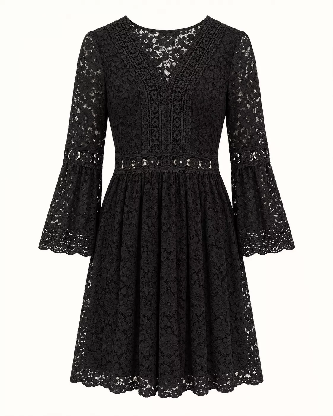 Robe noire en dentelle florale
