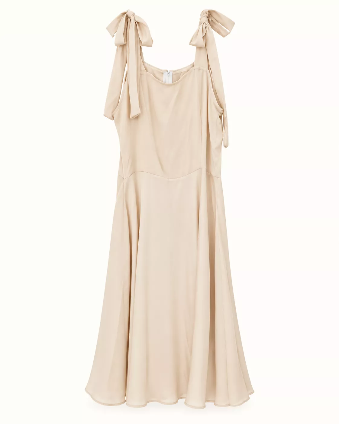 Robe beige fluide à bretelles nouées
