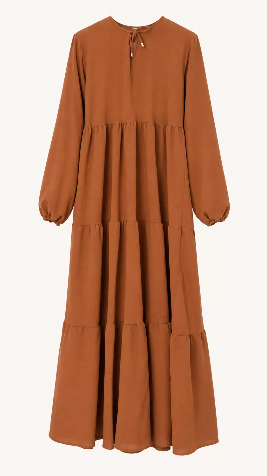 Robe longue évasée à volants