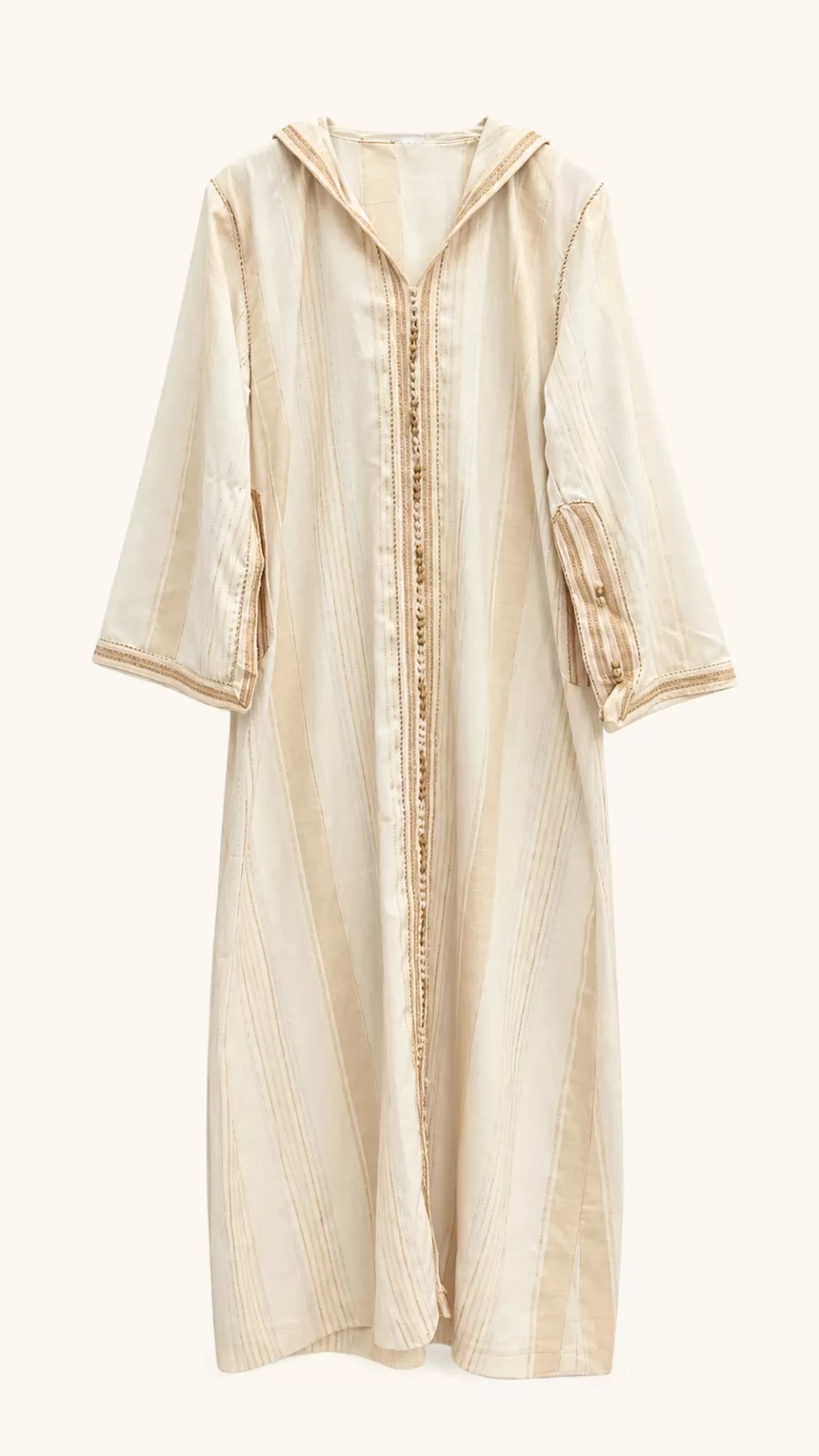 Djellaba traditionnelle beige clair brodée
