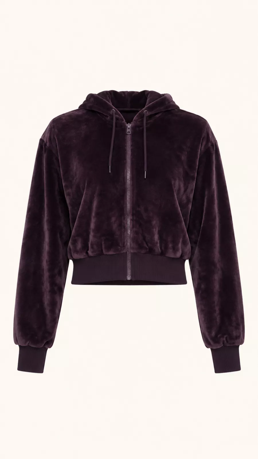 Sweat à capuche zippé en velours – Femme