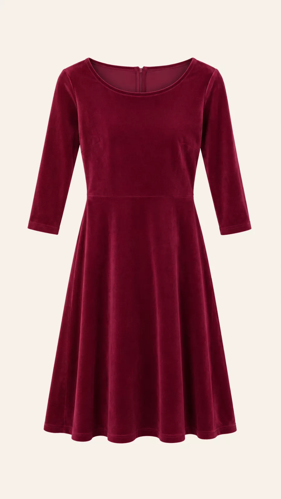 Robe patineuse en velours bordeaux – Femme