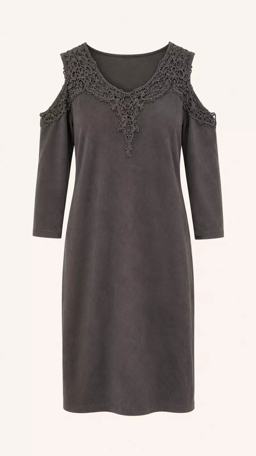 Robe VOYELLES grise à dentelle