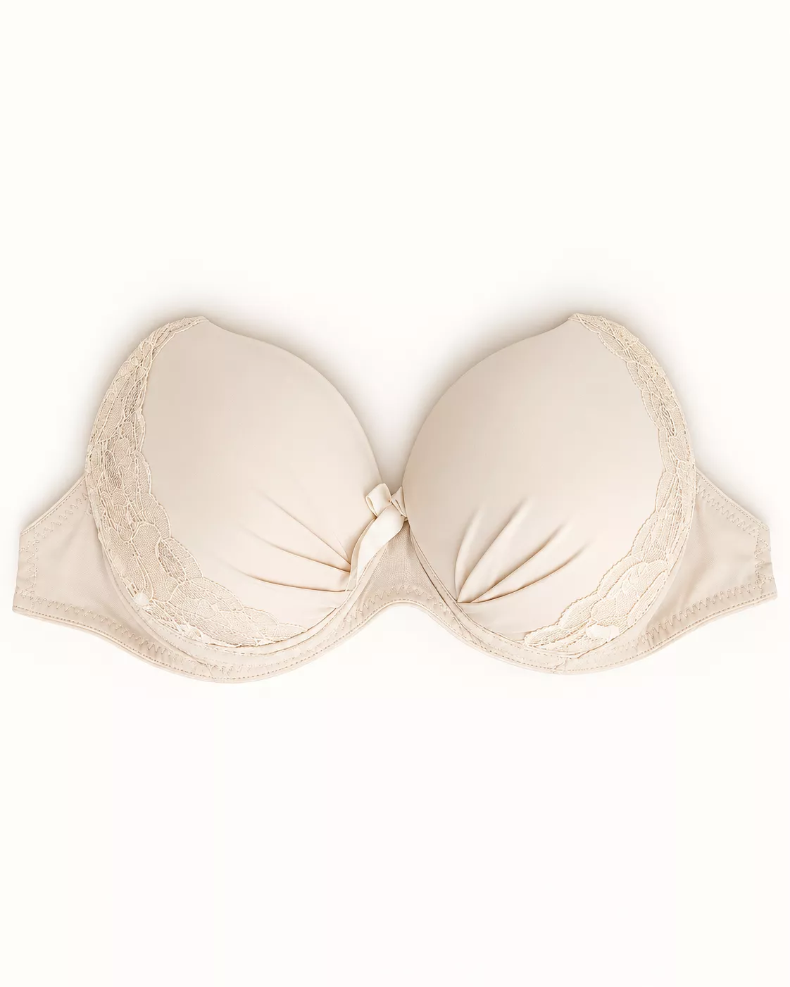Soutien-gorge bandeau beige avec dentelle