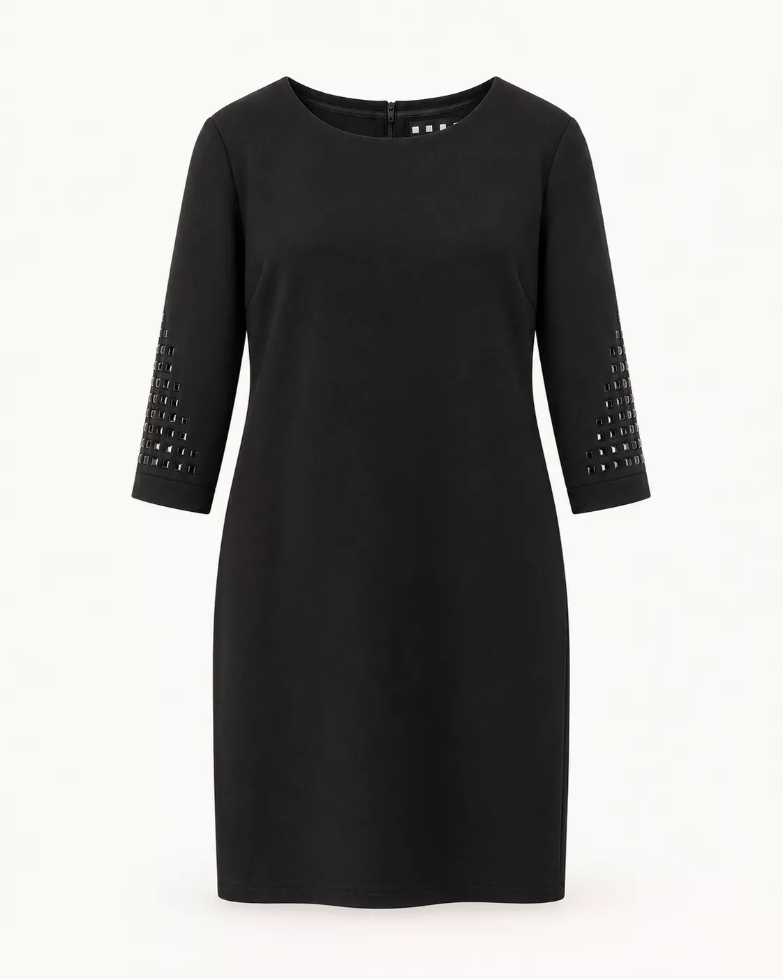 Robe droite noire à manches ornées