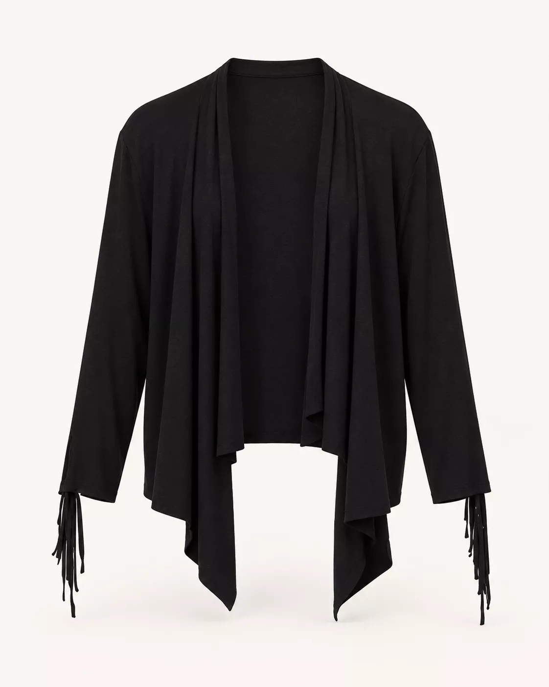 Gilet noir asymétrique à franges