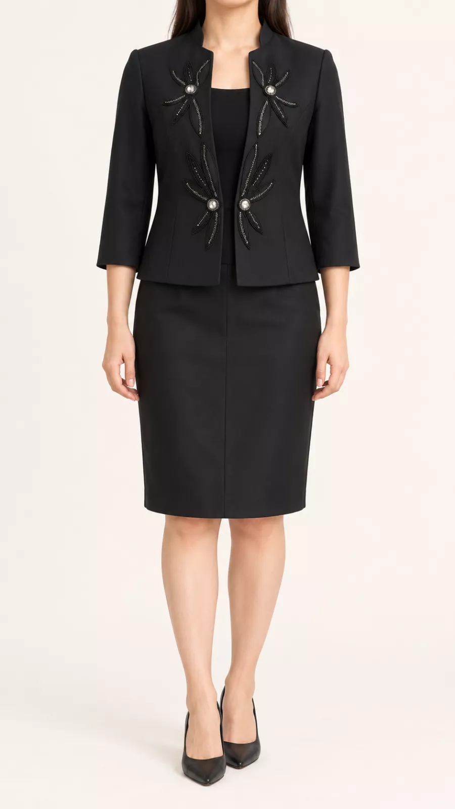 Ensemble tailleur noir brodé