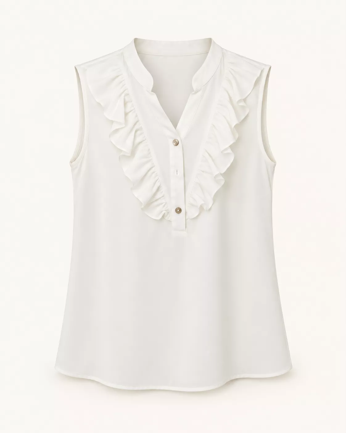 Blouse blanche sans manches à volants
