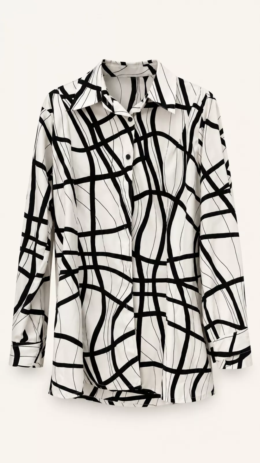 Chemise femme à imprimé graphique noir et blanc