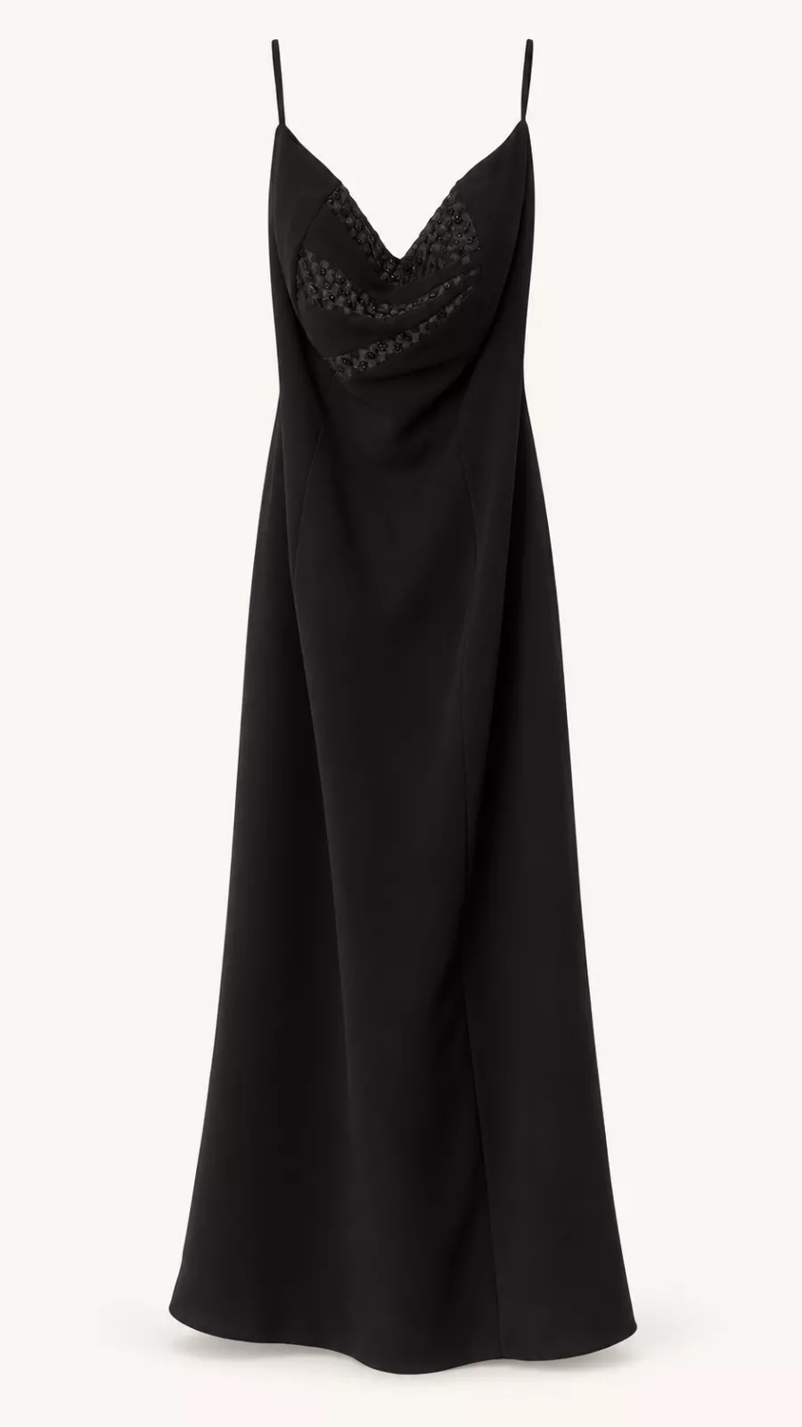 Robe longue noire à fines bretelles