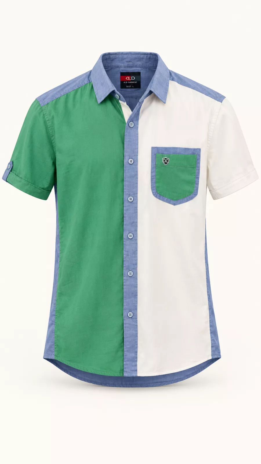 Chemise homme tricolore à manches courtes