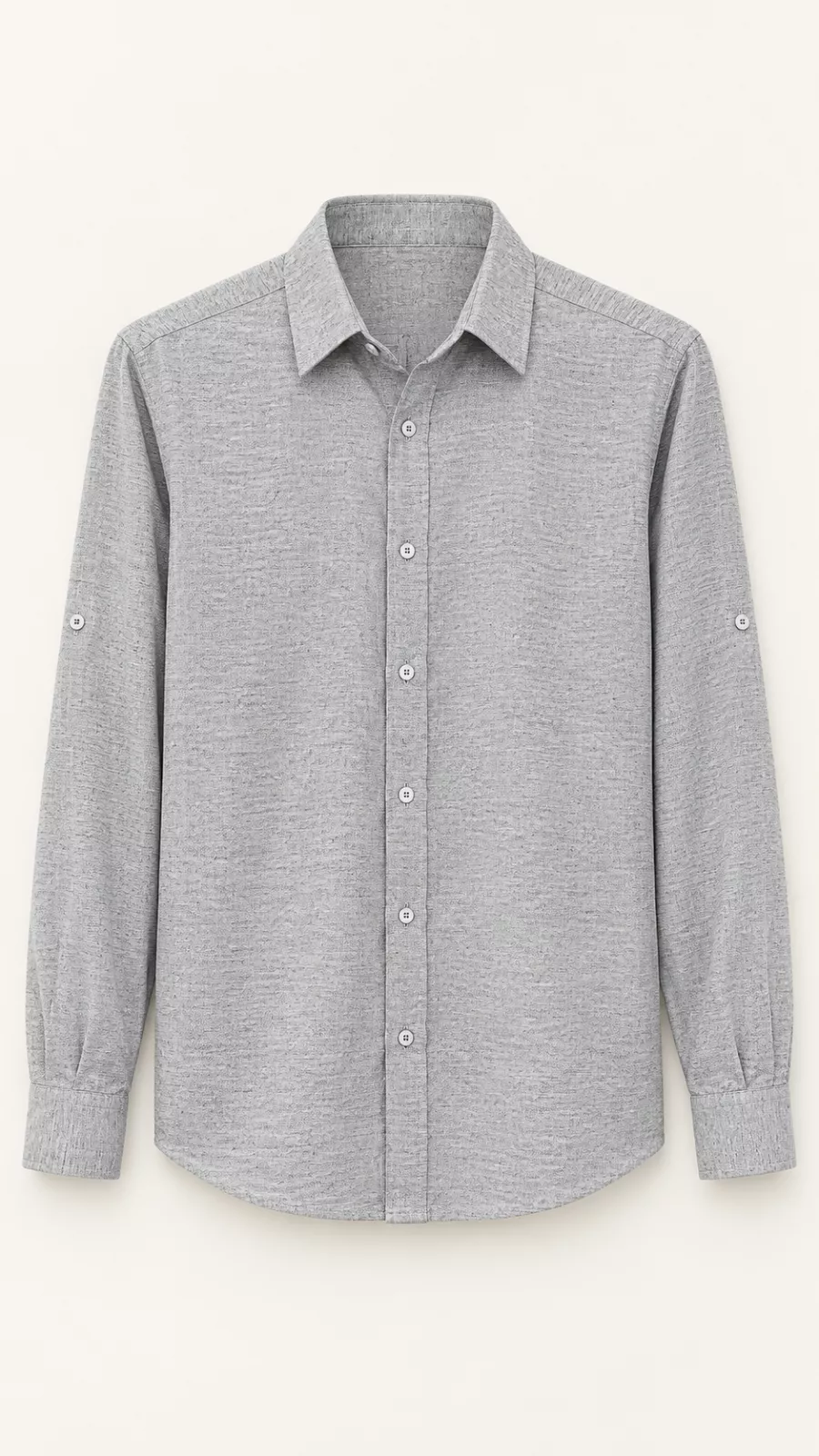 Chemise Homme Gris Chiné à Manches Longues