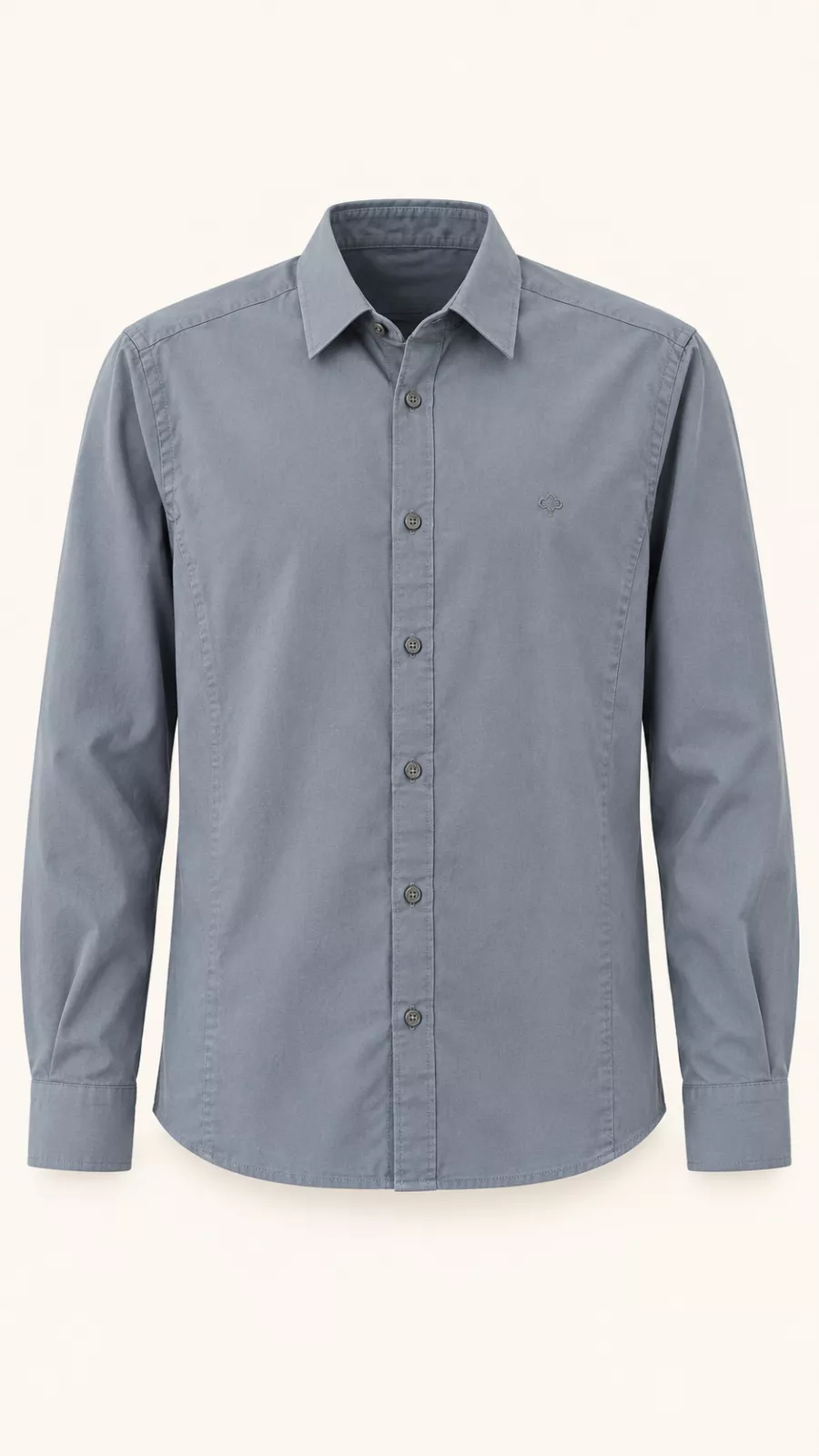 Chemise homme gris bleu à manches longues