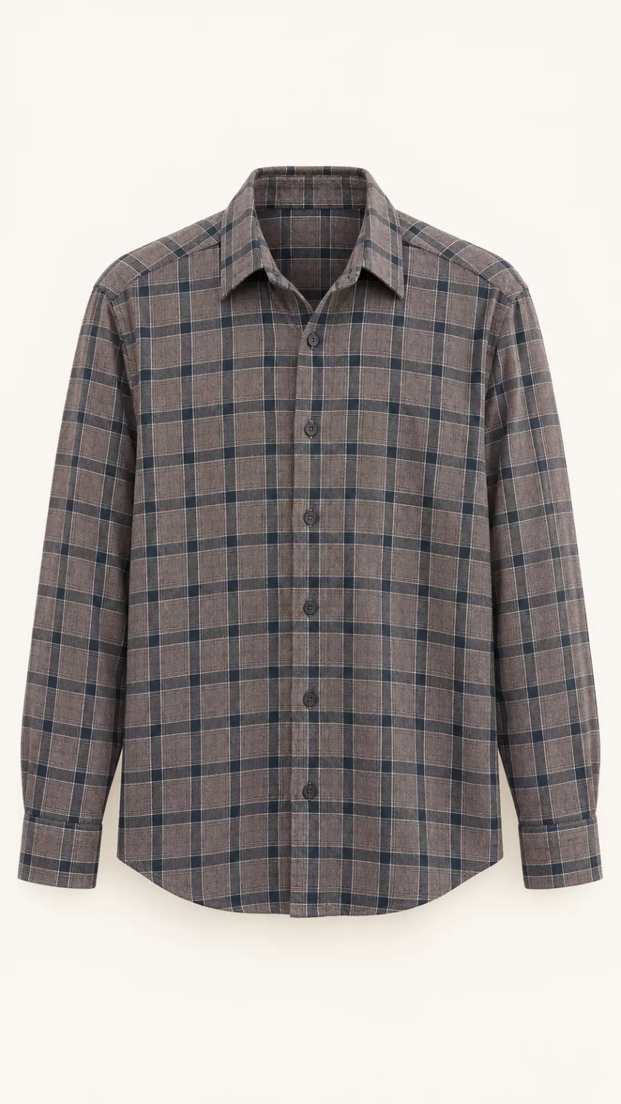 Chemise à carreaux marron et bleu