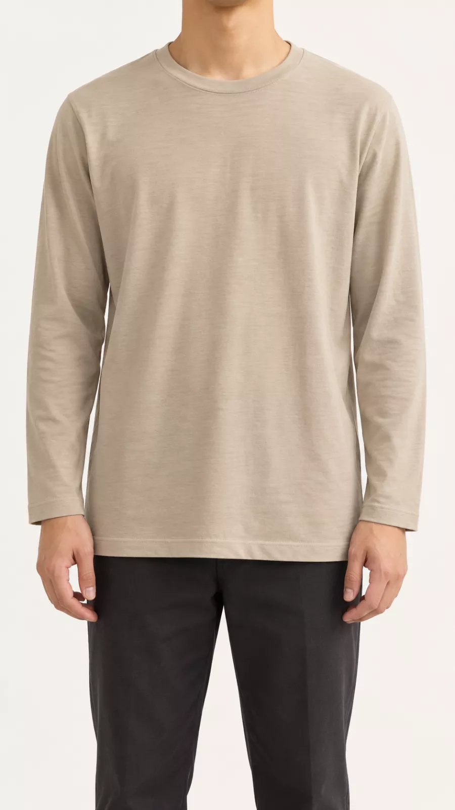 Haut beige à manches longues pour homme