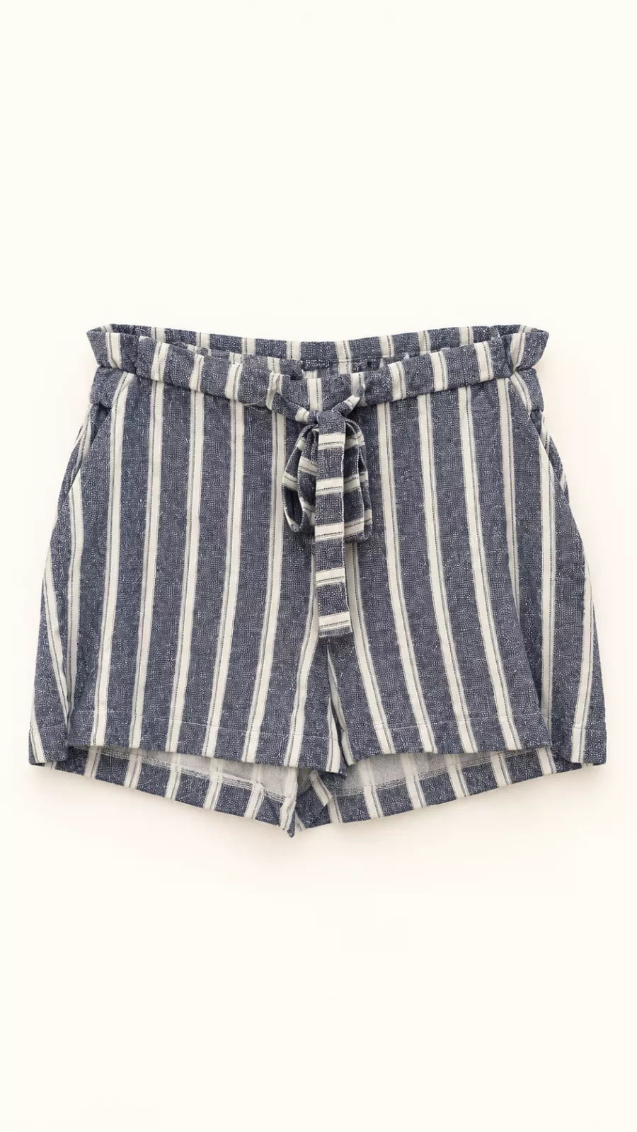 Short femme rayé bleu et blanc à taille haute