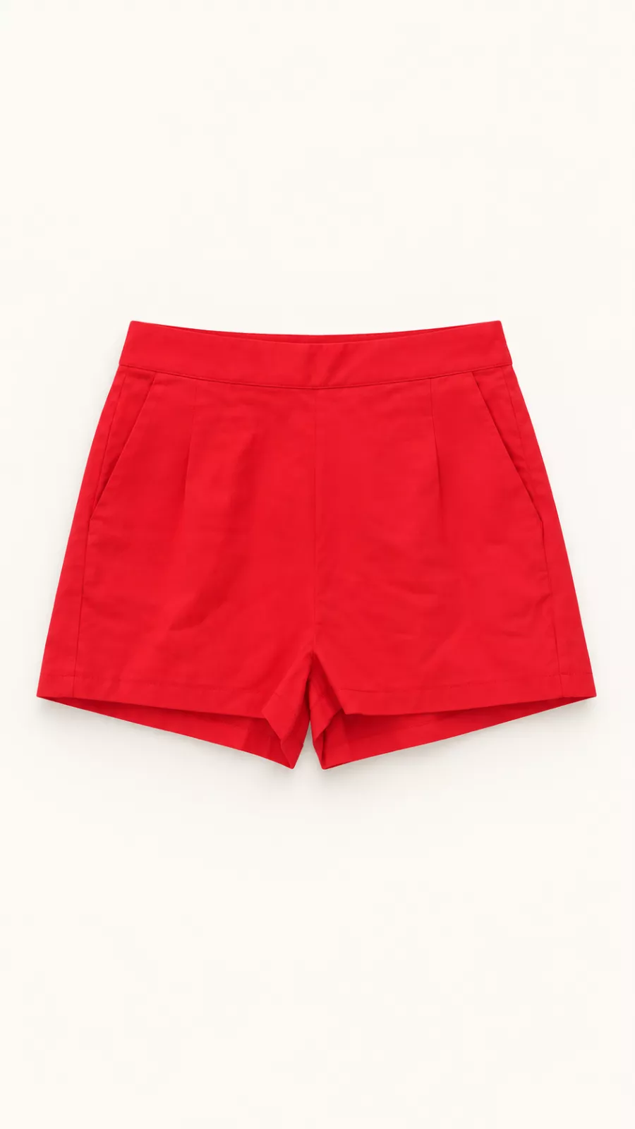 Short rouge taille haute pour femme
