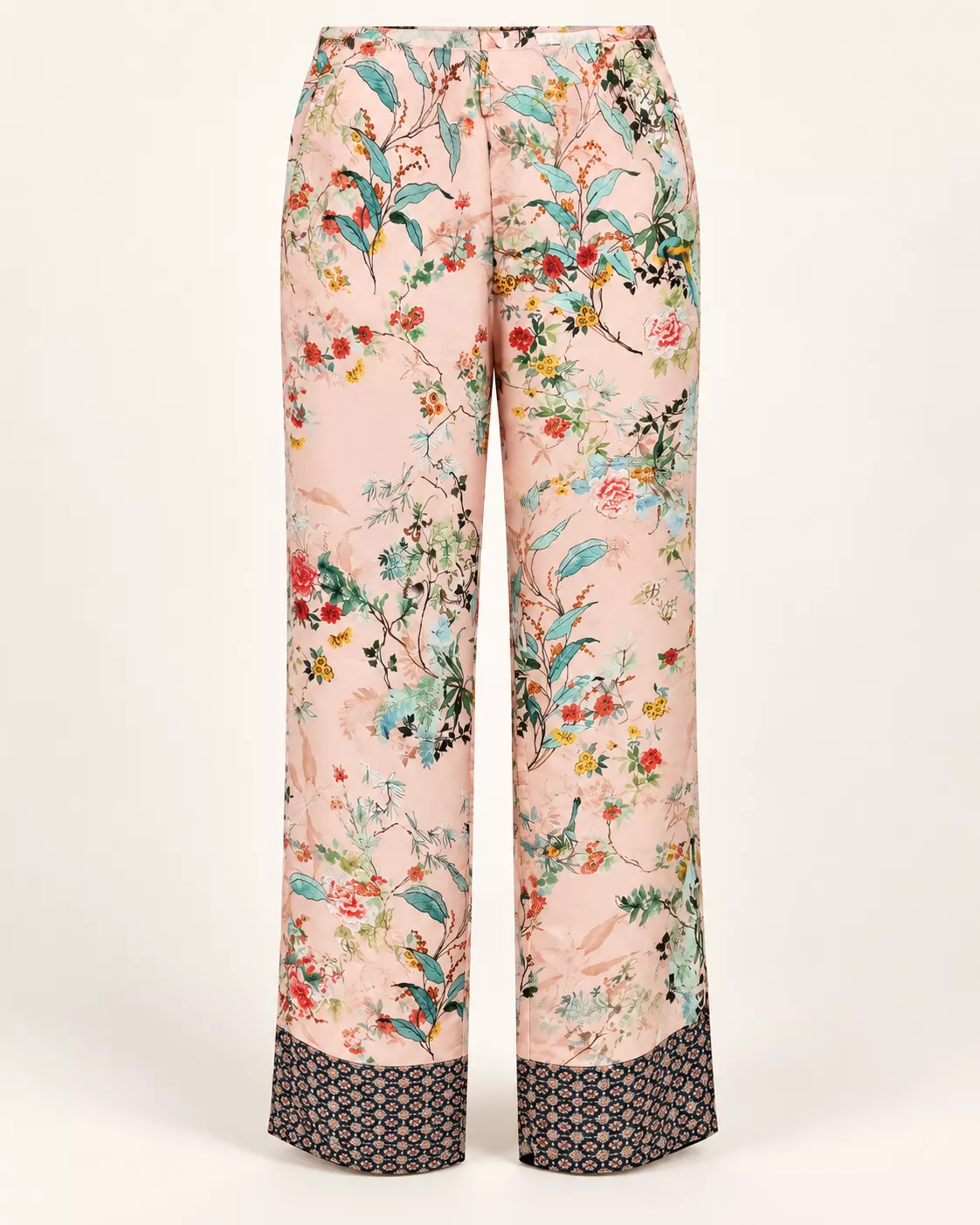Pantalon large rose à imprimé floral – Femme