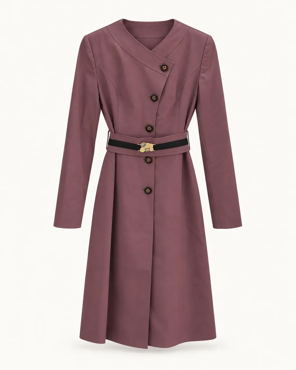 Robe manteau mauve ceinturée